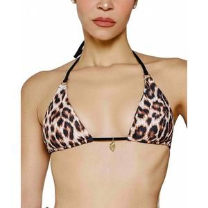 NEW GIGIZARA leopard luxe triangle bikini top adjustable eco repreve in brown